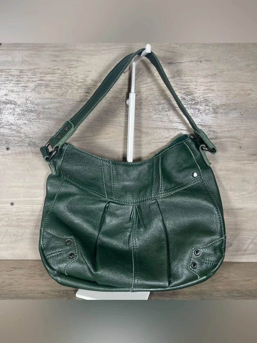 Joes Jeans Green Leather Pleated Hobo Bag Shoulder Purse Classic Western 90s Y2K